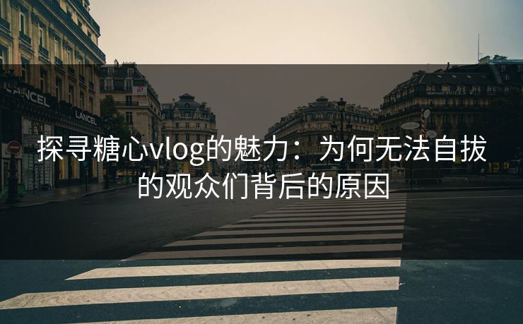 探寻糖心vlog的魅力：为何无法自拔的观众们背后的原因
