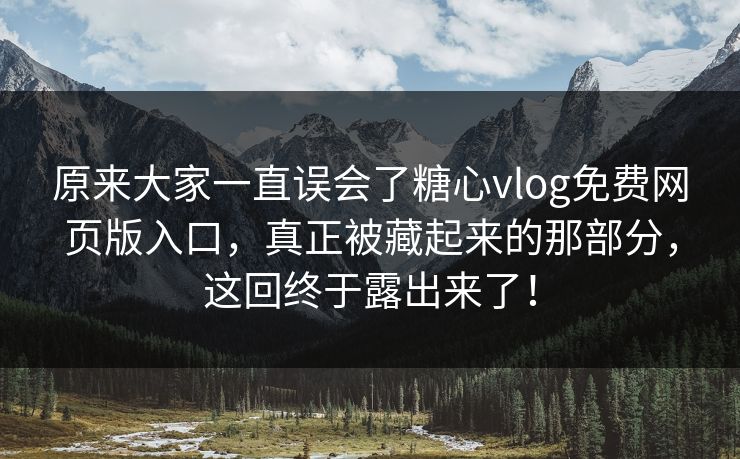 原来大家一直误会了糖心vlog免费网页版入口，真正被藏起来的那部分，这回终于露出来了！