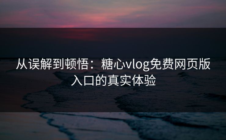 从误解到顿悟：糖心vlog免费网页版入口的真实体验