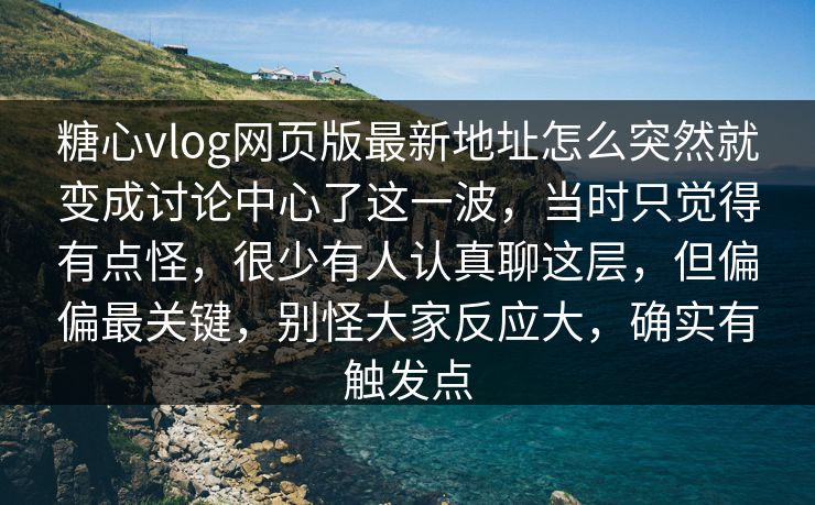 糖心vlog网页版最新地址怎么突然就变成讨论中心了这一波，当时只觉得有点怪，很少有人认真聊这层，但偏偏最关键，别怪大家反应大，确实有触发点