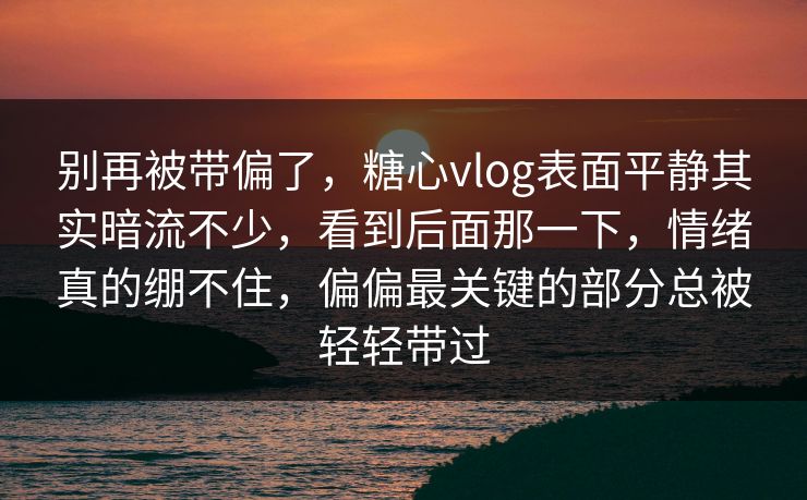 别再被带偏了，糖心vlog表面平静其实暗流不少，看到后面那一下，情绪真的绷不住，偏偏最关键的部分总被轻轻带过