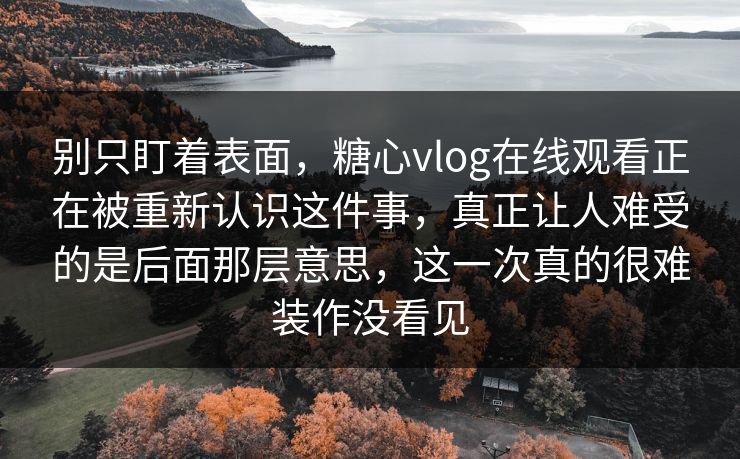 别只盯着表面，糖心vlog在线观看正在被重新认识这件事，真正让人难受的是后面那层意思，这一次真的很难装作没看见