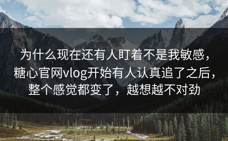 为什么现在还有人盯着不是我敏感,糖心官网vlog开始有人认真追了之后,整个感觉都变了,越想越不对劲