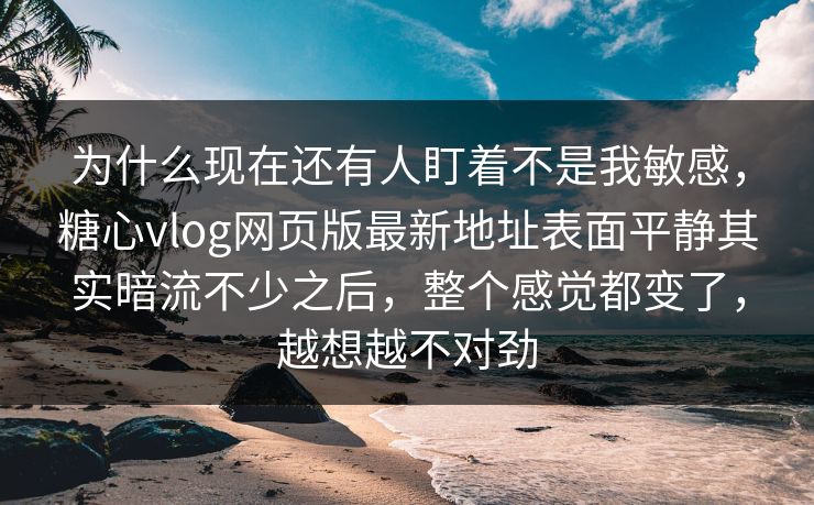 为什么现在还有人盯着不是我敏感,糖心vlog网页版最新地址表面平静其实暗流不少之后,整个感觉都变了,越想越不对劲