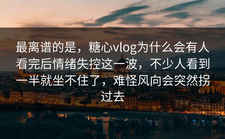 最离谱的是，糖心vlog为什么会有人看完后情绪失控这一波，不少人看到一半就坐不住了，难怪风向会突然拐过去