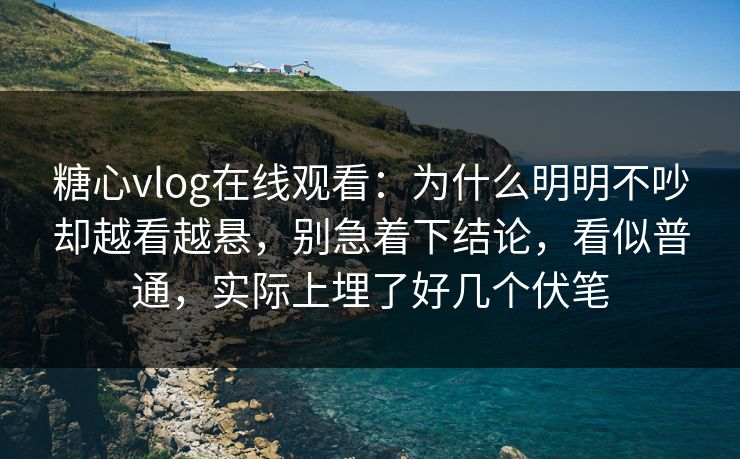 糖心vlog在线观看：为什么明明不吵却越看越悬，别急着下结论，看似普通，实际上埋了好几个伏笔