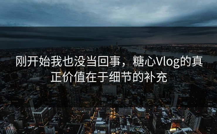 刚开始我也没当回事，糖心Vlog的真正价值在于细节的补充
